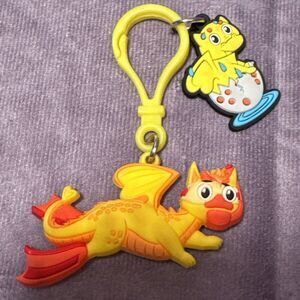Cute Dragon‎ Keychain with Baby Dinosaur Charm Double-Sided PVC Bag Accessory